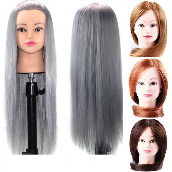 Hair Training Mannequin Head High Temperature Fiber Salon Model With Clamp Practice Braided Hair