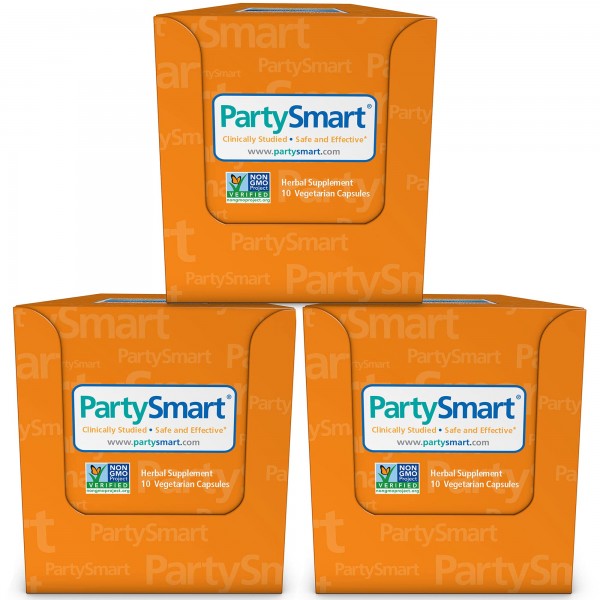 PartySmart Provides Axtioxidants for a Fun Night Out and a Better Tomorrow 250 mg, 10 Capsules, 3 Pack