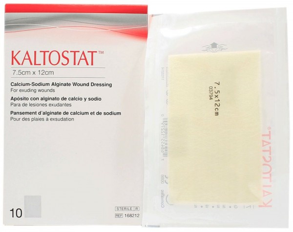 Convatec 168212 Kaltostat Calcium-Sodium Alginate Wound Dressing 3" x 4.75" (7.5cm x 12cm) - Box of 10 Dressings