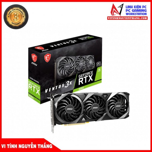 VGA CARD MÀN HÌNH MSI RTX 3060 VENTUS 3X OC 12 GB - Phiên Bản LHR - Hàng Chính Hãng