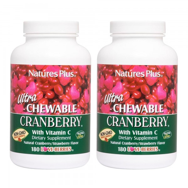 NaturesPlus Ultra Chewable Cranberry - 180 Love-Berries, Pack of 2 - Supports a Healthy Urinary Tract & Overall Well-Being - Non-GMO, Vegetarian, G...