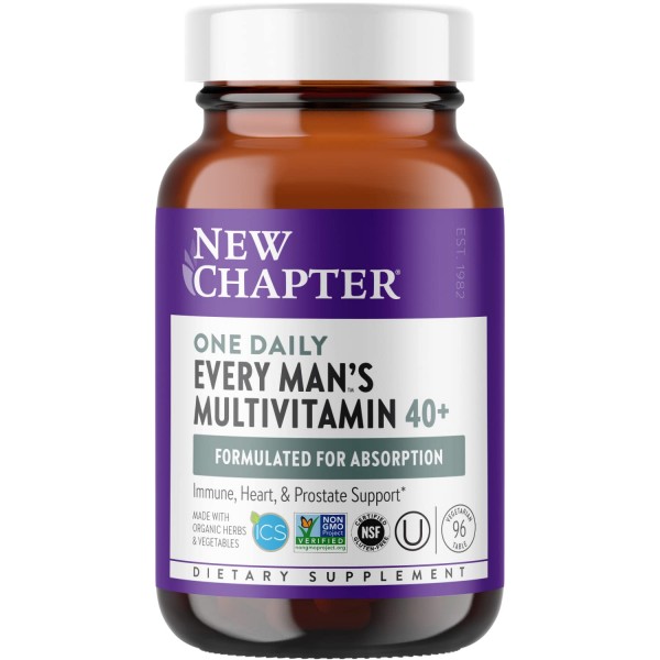 New Chapter Men's Multivitamin + Immune Support - Every Man's One Daily 40+, Fermented with Probiotics + Whole Foods + Saw Palmetto + B Vit...