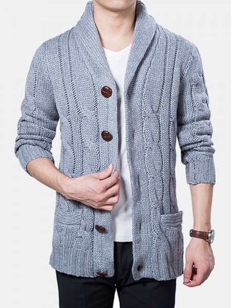 Fall Winter Mens Casual Sweater Coat Knitted Cardigan Large Lapel Long sleeves Tide Sweater
