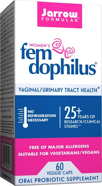 Jarrow Formulas Fem-Dophilus, 1 Billion Organisms Per Cap, Supports Vaginal and Urinary Tract Health, 60 Count (Cool Ship, Pack Of 3, Packaging may...