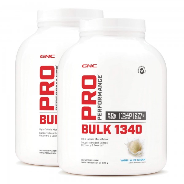 GNC Pro Performance Bulk 1340 - Vanilla Ice Cream, Twin Pack, 9 Servings per Bottle, Supports Muscle Energy, Recovery and Growth