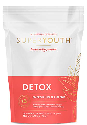 Super Youth Detox Tea: All-Natural, Laxative-Free, Supports Weight Loss, Helps Reduce Bloating, Natural Energy, Supports Immune System, Vegan, 28 S...