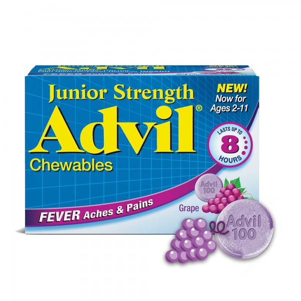 Pfizer Advil Junior Strength Grape Chewable Tablet - 24 per Pack - 72 Packs per case.