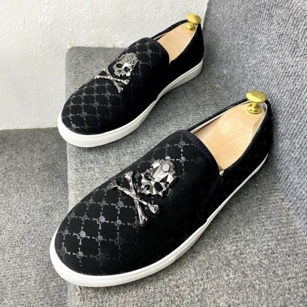 GIÀY LƯỜI NAM GIÀY SLIP ON NAM ĐÍNH ĐẦU LÂU CỰC NGẦU HÀNG HOTTREND 2021 PHÙ HỢP ĐI HỌC ĐI CHƠI ĐI LÀM - EXPORT SHOES