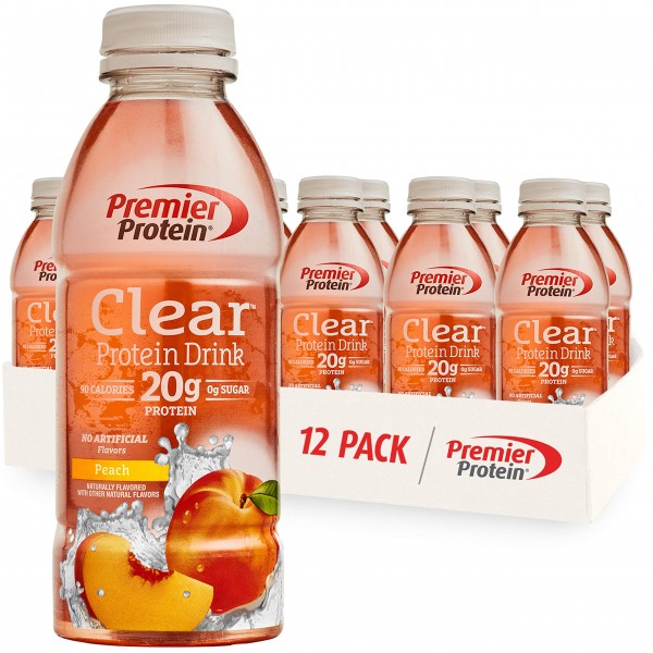 Premier Protein Premier Clear Protein Drink Peach (16.9 Fl Oz Net Wt 202.8 ),Pack of 12