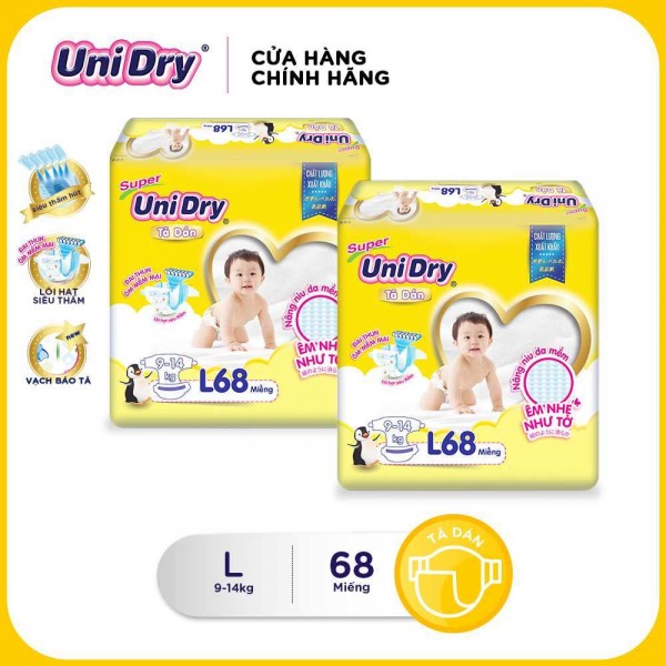 [Freeship] Combo 2 tã dán Unidry gói Super Jumbo size L (68 miếng)