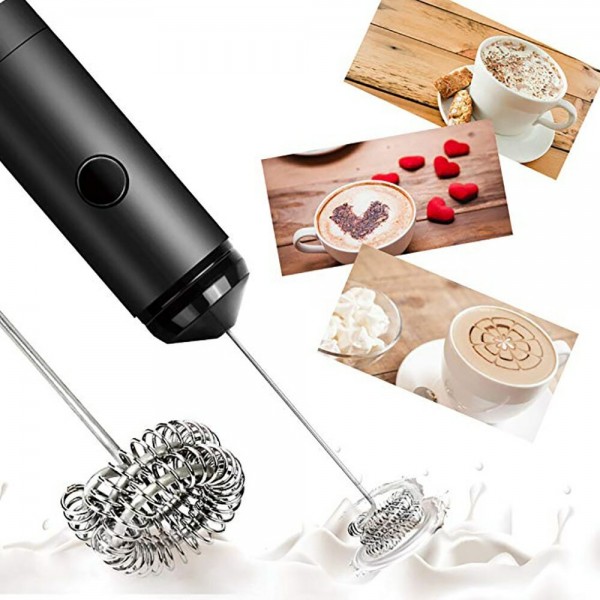 Electric Blender Milk Frother Stainless Steel Handheld Battery Operated Whisk Drink Mixer