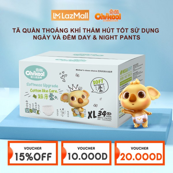 Chikool Tã quần 3D siêu mỏng êm ái thoáng mát size L76/XL68/XXL64 hàng chính hãng cho bé