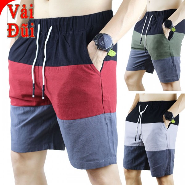 Quần đũi nam phối màu phong cách Quần đùi đũi nam Quần shorts vải đũi SQ502