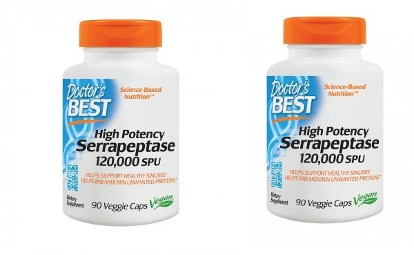 High Potency Serrapeptase, Non-GMO, Gluten Free, Vegan, Supports Healthy Sinuses, 120,000 SPU, 90 Veggie Caps