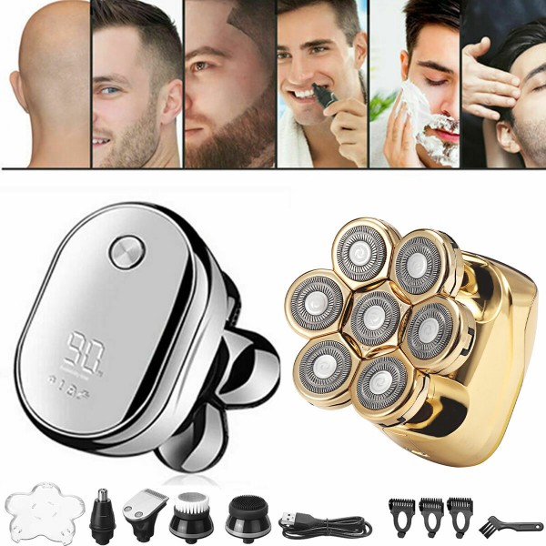 6-in-1 Multifunctional Shaver Grooming Kit 8D Flaoting Heads Electric Shaver LED LCD Intelligent Display Waterproof Elec