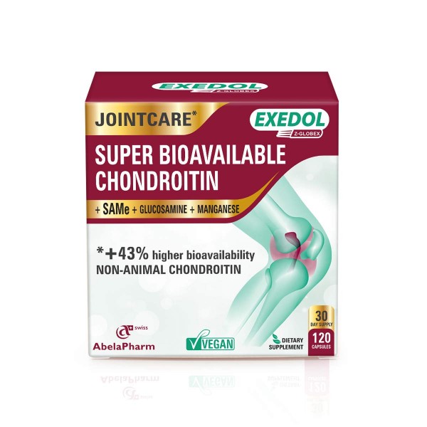 Exedol Z-globex Chondroitin Glucosamine Capsules. Supports Joints and Helps Cartilage Regeneration, 120 Count. Super Bioavailable Non-Animal Chondr...