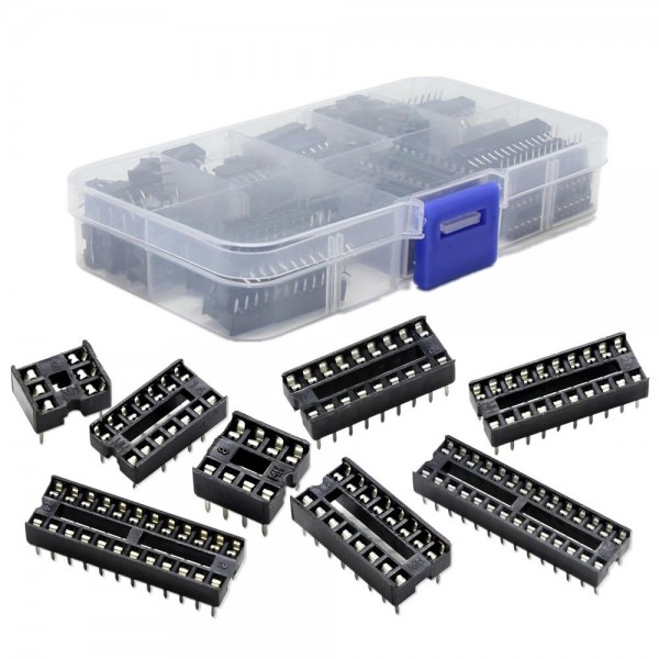 66PCS 8 Values DIP IC Socket IC Chip Seat Adaptor 6P-28P Solder Type Socket Kit