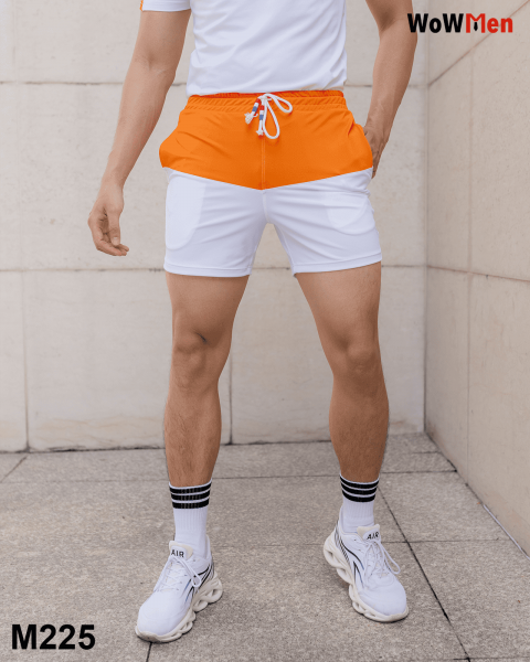 Quần Short Nam Thun Ngắn Ngang Đùi Phối Màu Thể Thao Tập Gym Chạy Bộ Đi Chơ Đạp Xe Đạp local brand WoWMen- M225