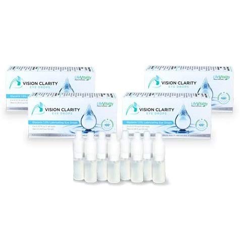 Vision Clarity Eye Drops containing, Lubricants, Two 5ml vials, Focus on cataracts, Dry Eye, and Other Eye concerns (4 Boxes - 8 Vials)