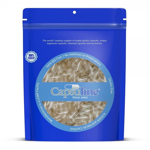 Capsuline - Size 000 Clear Empty Gelatin Capsules - 5000 Count - Manufactured in North & South America - Kosher & Halal Certified - Pill Capsules