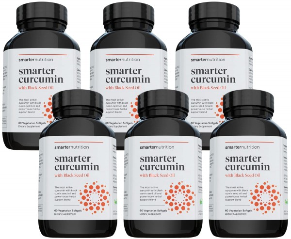 Smarter Nutrition Curcumin - Potency and Absorption in a SoftGel | The Most Active Form of Curcuminoid | 95% Tetra-Hydro Curcuminoids, 6 pack of 60...