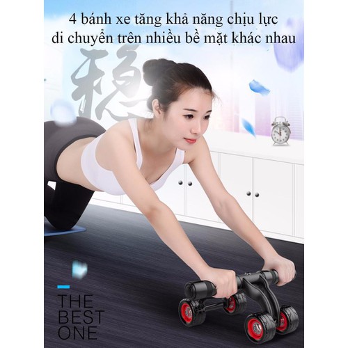 Dụng cụ tập cơ bụng đa năng 4 bánh tặng kèm thảm