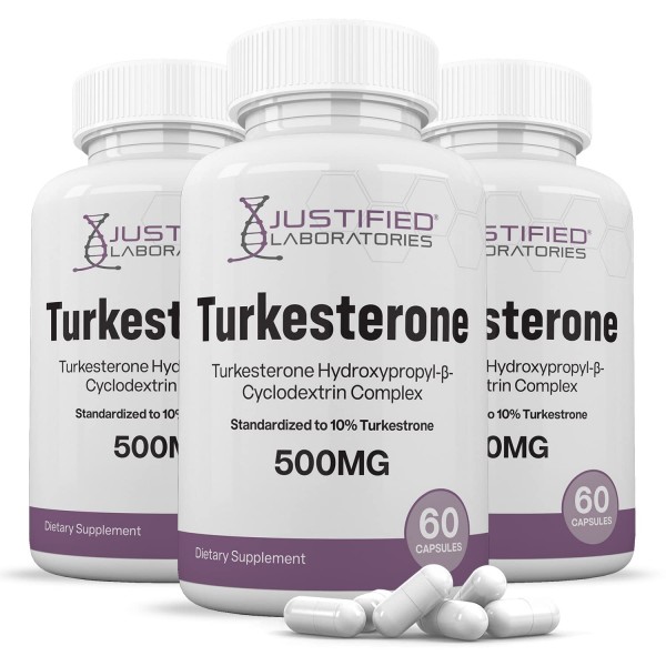 (3 Pack) Turkesterone 500mg 10% Standardized Naturally Increase Stamina Endurance Strength 180 Capsules