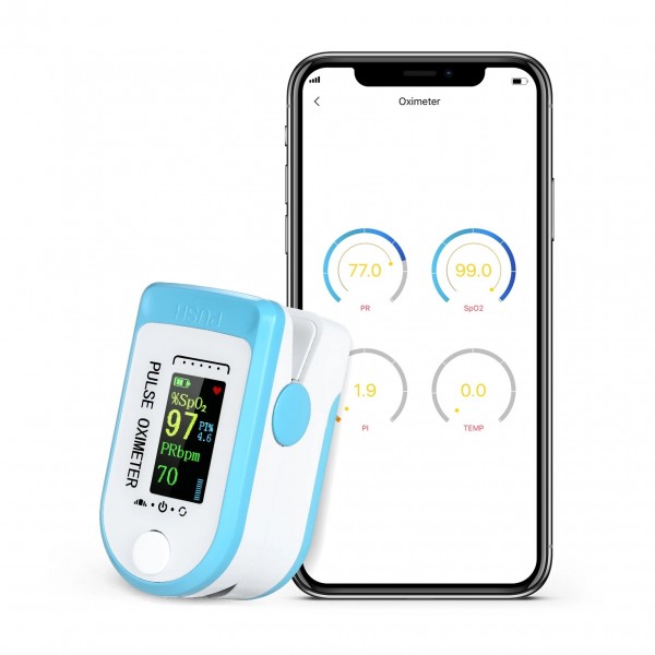 Bluetooth Fingertip Pulse Oximetro SpO2 PR PI Oximeter De Dedo Android IOS APP Blood Oxygen Saturation Heart Rate Detect