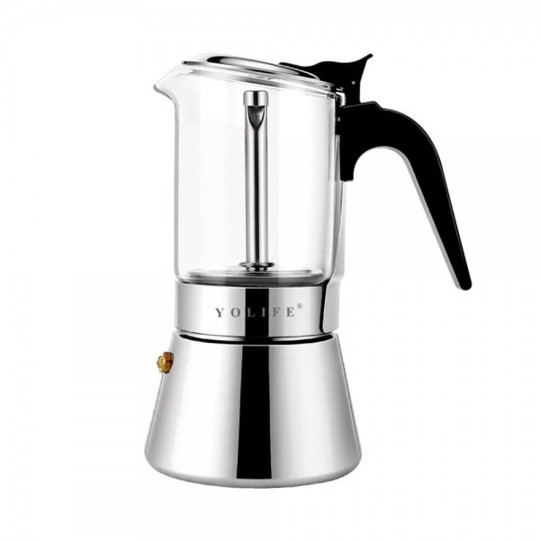 160/240/360ml High Borosilicate Glass Handheld Coffee Maker Home Moka Pot Stainless Steel Concentrate Portable Appliance