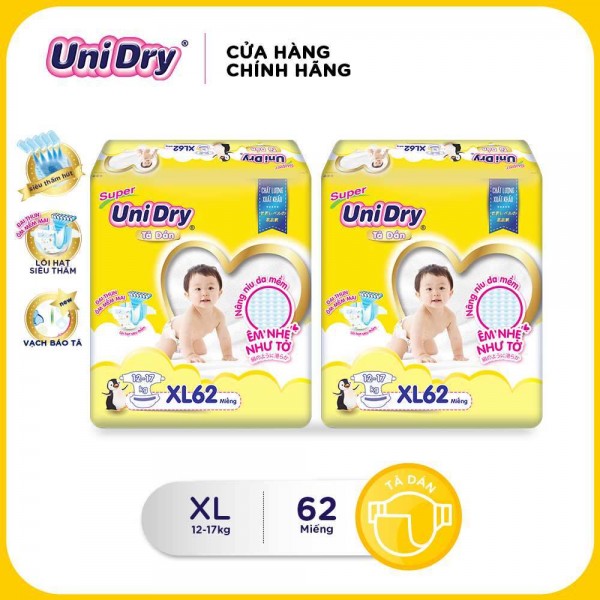 [Freeship] Combo 2 tã dán Unidry gói Super Jumbo size XL (62 miếng)