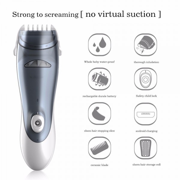 Mute Kids Hair Trimmer Automatic Gather Waterproof Baby Adult Hair Clipper Electric Hair Cutting Baby Care