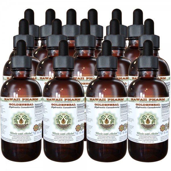 Goldenseal Alcohol-Free Liquid Extract, Organic Goldenseal (Hydrastis Canadensis) Dried Leaf Glycerite 15x4 oz