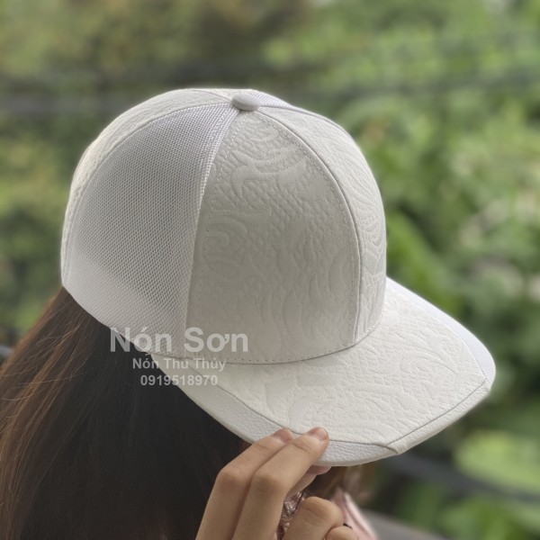 Nón Sơn Snapback Hoa Văn Trắng- Nón Hiphop Nón Sơn - Nón Snapback Nón Sơn - Mũ snapback hiphop nam nữ NÓN SƠN chính hãng