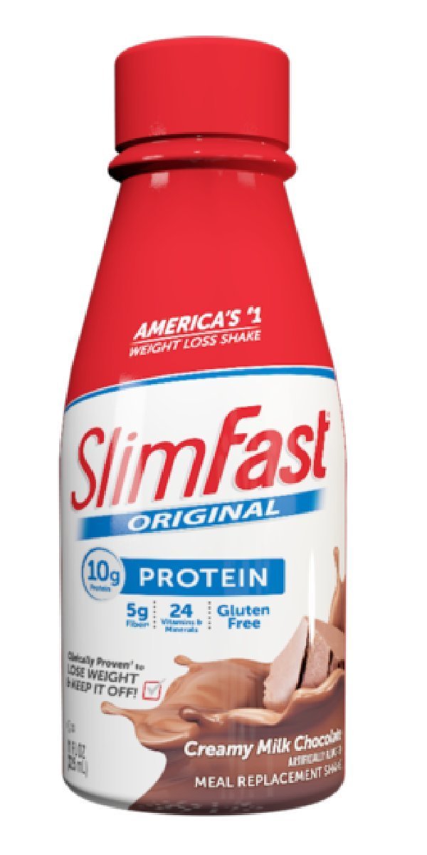 SlimFast Ready to Drink Bottles, Creamy Milk Chocolate Meal Replacement Shake, 10-Ounces, 8 Count