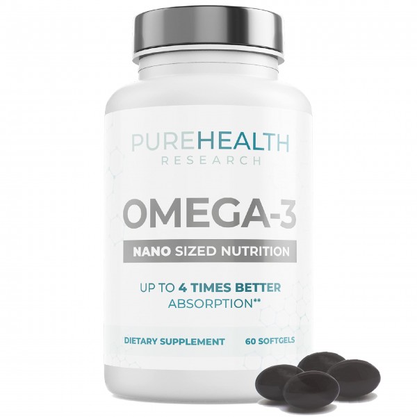 Omega 3 Wild Fish Oil - Quadruple Strength Dietary Nutritional Supplements with EPA & DHA, Non-GMO, Helps Support Heart & Brain Functions, PureHeal...