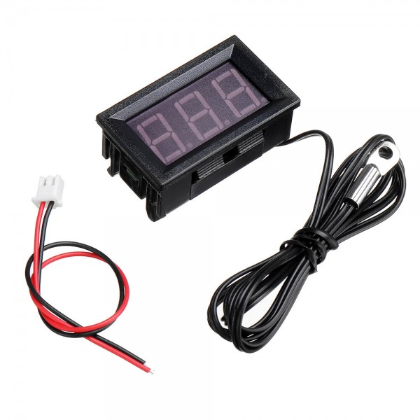 0.56 Inch Mini Digital LCD Indoor Convenient Temperature Sensor Meter Monitor Thermometer with 1M Cable -50-120℃ DC 5-12