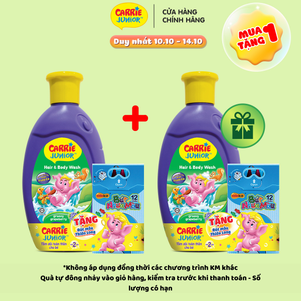 Sữa tắm Gội cho bé Carrie Junior hương Grapeberry 280g -  Bút Màu