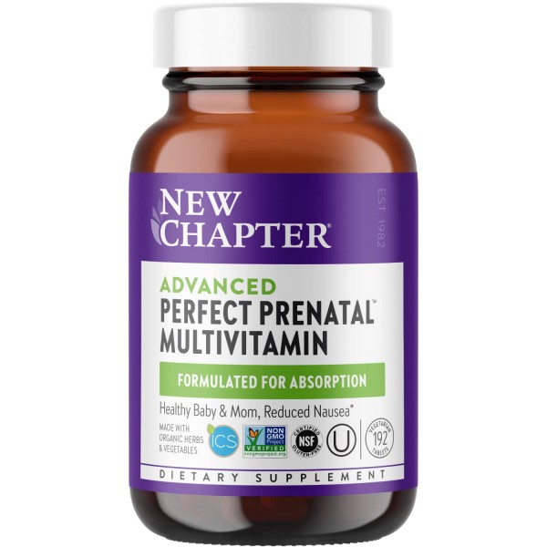 New Chapter Advanced Perfect Prenatal Vitamins - 192ct, Organic, Non-GMO Ingredients for Healthy Baby & Mom - Folate (Methylfolate), Iron, Vitamin ...