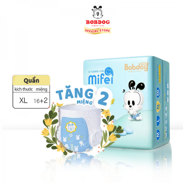 [Voucher giảm 50%][Tặng 2 miếng]Tã /bỉm quần Bobdog Mifei Năng động và mềm mại M22/L20/XL18/XXL16