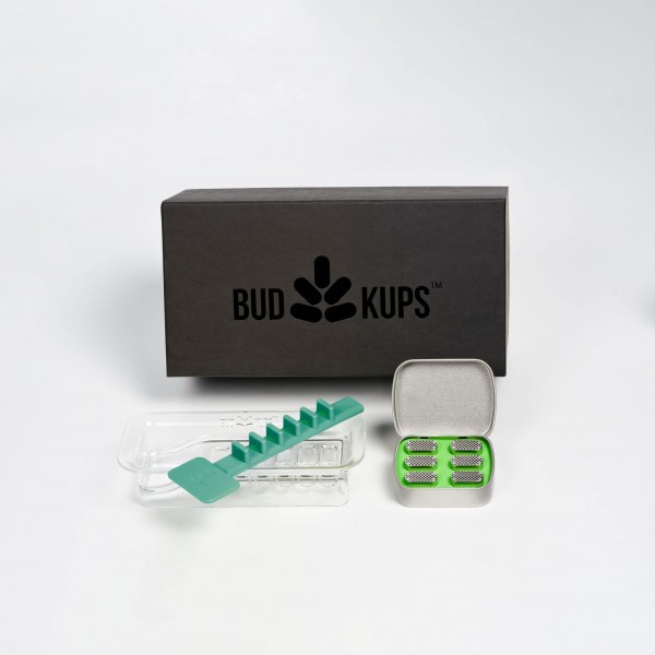 The BudKit, with BudKups Generation 3.0 Loading Capsules for PAX2 & PAX3. Includes 6 BudKups, Packing System, and Portable Case