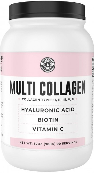 Multi Collagen Powder with Biotin, Hyaluronic Acid, Vitamin C (2lb Value Size) | Hydrolyzed Collagen Protein Supplement (Types I, II, III, V, X). H...