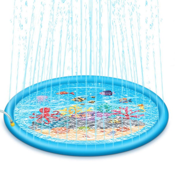 67inch Splash Water Play Mat Sprinkle Splash Play Mat Toy for Outdoor Swimming Beach Lawn Inflatable Sprinkler Pad for K