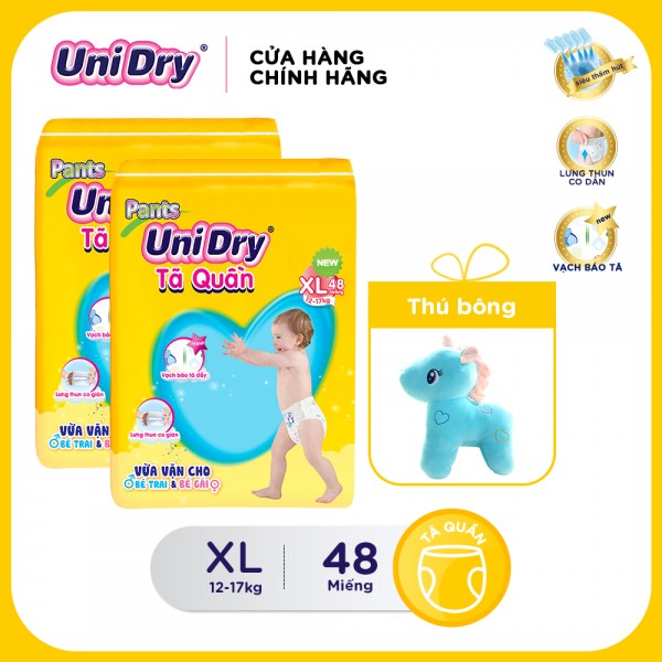 [Freeship][Voucher đến 40K] (Tặng 1 thú bông cho bé) Combo 2 tã quần Unidry gói Jumbo bao bì mới size M60-L54-XL48-XXL44