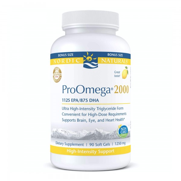 Nordic Naturals ProOmega 2000, Lemon Flavor - 90 Soft Gels - 2150 mg Omega-3 - Ultra High-Potency Fish Oil - EPA & DHA - Promotes Brain, Eye, Heart...