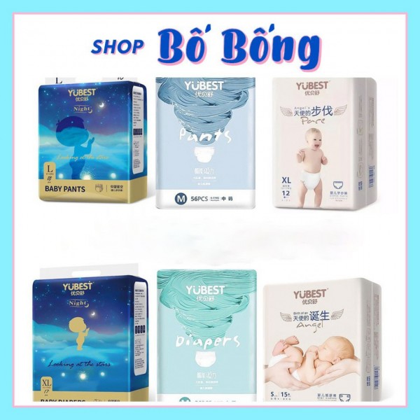 Bỉm tã quần Yubest ANGEL đủ size dán S90/M84/ L78 quần M84/ L78/XL72/XXL66/XXXL66