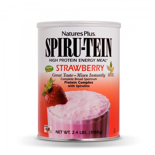 NaturesPlus SPIRU-TEIN Shake - Strawberry - 2.4 lbs, Spirulina Protein Powder - Plant Based Meal Replacement, Vitamins & Minerals for Energy - Vege...