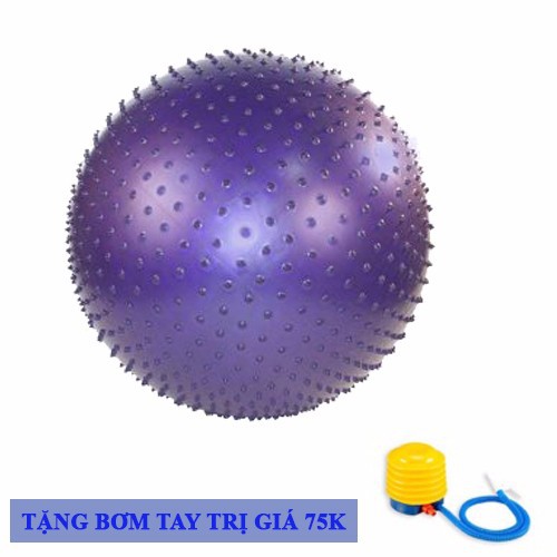 Bóng tập yoga có gai đường kính 65cm + tặng kèm bơm tay mini