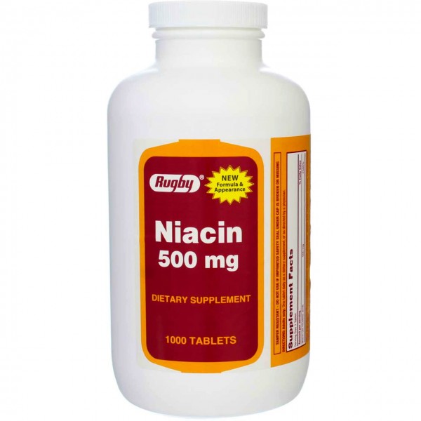 Rugby Niacin 500 mg 1000 Tabs Pack of 2