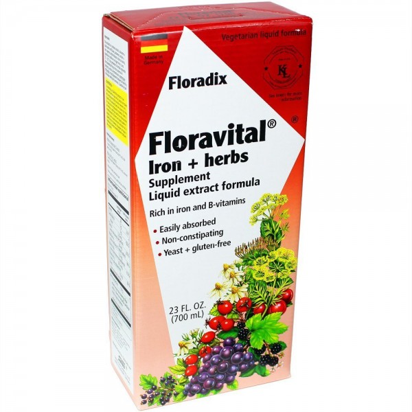 Floravital Liquid Iron Supplement + Herbs 23 Ounce XL - Vegan, Yeast & Gluten Free - Non Constipating