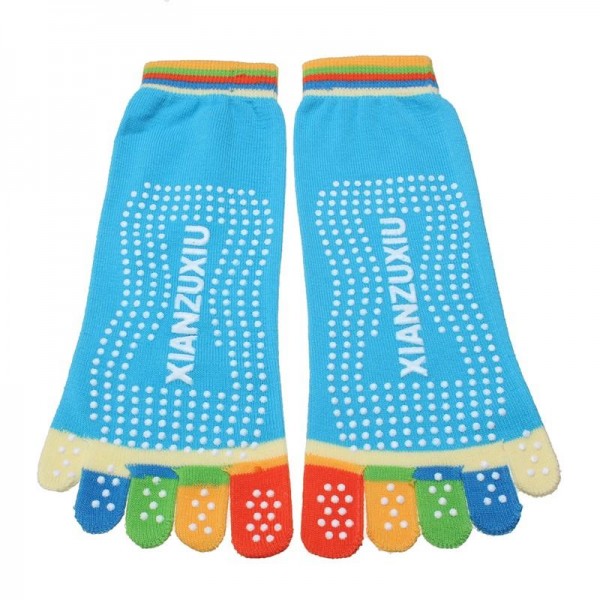 Colorful Five Finger Toe Yoga Non Anti Skid Slip Socks Pilates Gym Exercise Fitness Massage Multicolor